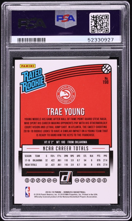 2018 Donruss Basketball Trae Young ROOKIE #198 PSA 9 MINT
