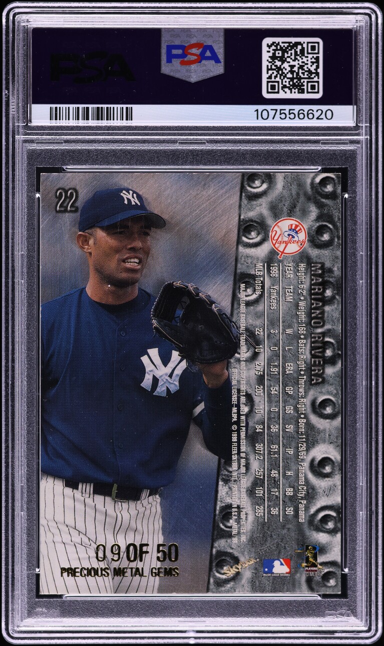 1999 Metal Universe Precious Metal Gems PMG Mariano Rivera /50 #22 PSA 8 NM-MT