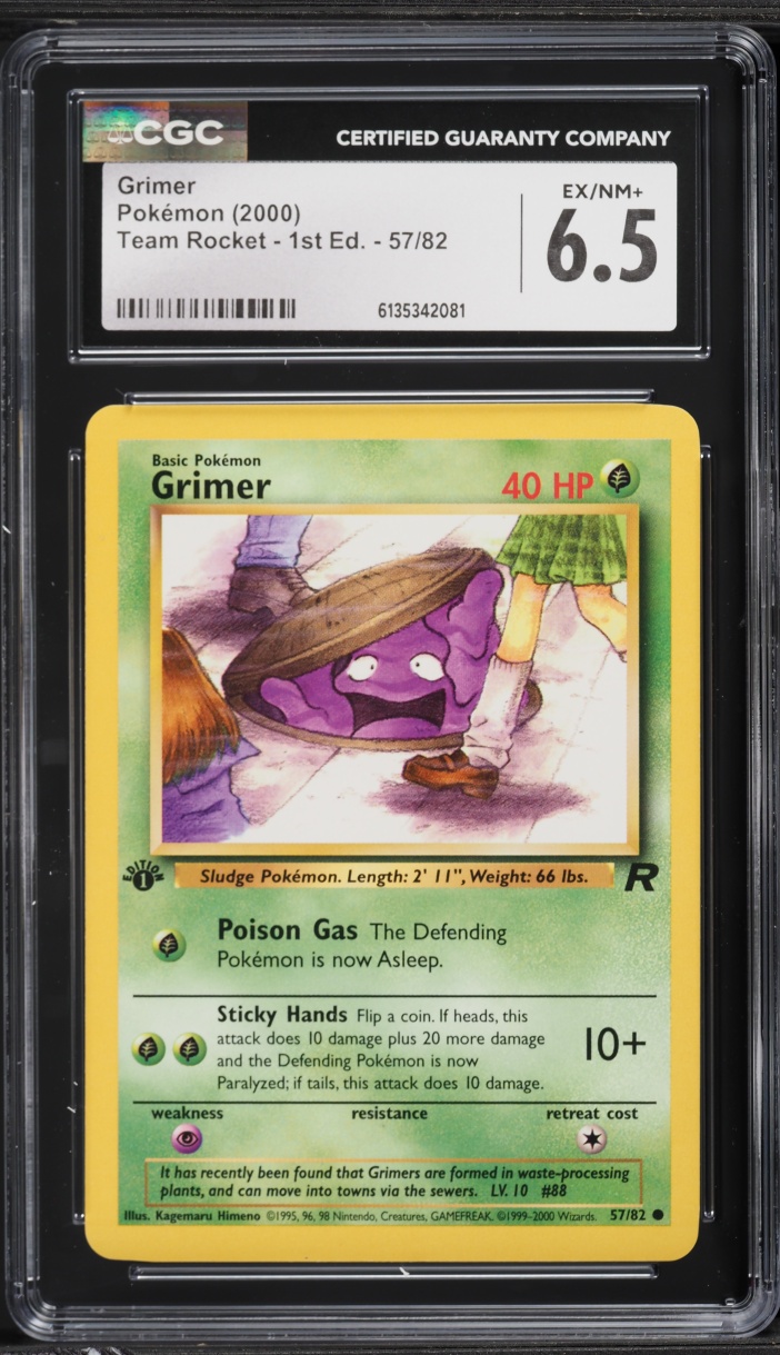 2000 Pokemon Team Rocket 1st Edition Grimer #57 CGC 6.5 EXMT+