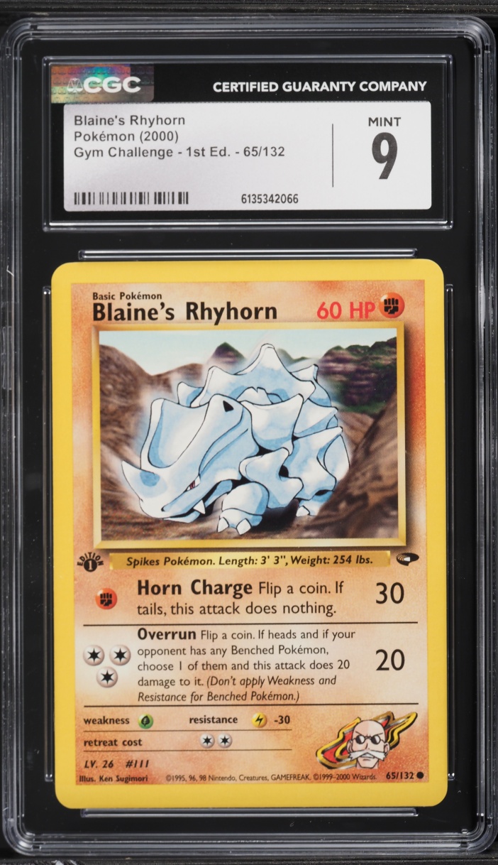 2000 Pokemon Gym Challenge 1st Edition Blaine's Rhyhorn #65 CGC 9 MINT
