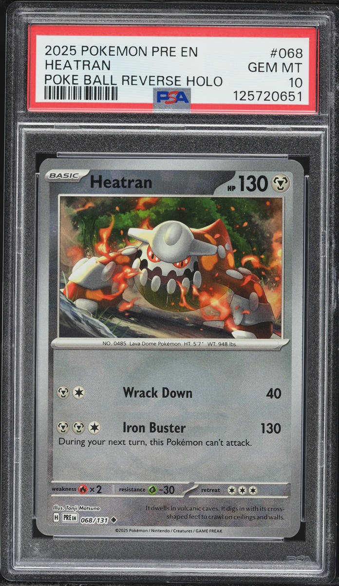 2025 Pokemon Scarlet & Violet Prismatic Evolutions Poke Ball Holo Heatran #68 PSA 10 GEM MINT