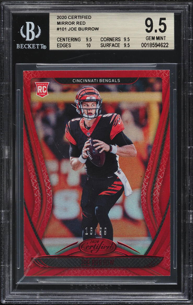2020 Panini Certified Mirror Red Joe Burrow ROOKIE /99 #101 BGS 9.5 GEM MINT