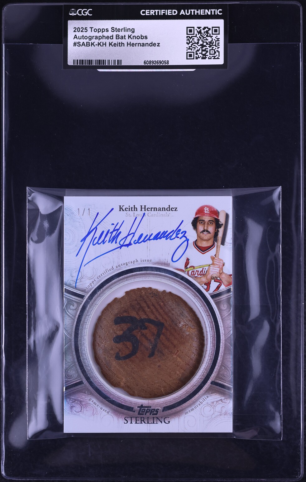 2025 Topps Sterling Bat Knobs Keith Hernandez RELIC AUTO 1/1 #SABK-KH CGC AUTH
