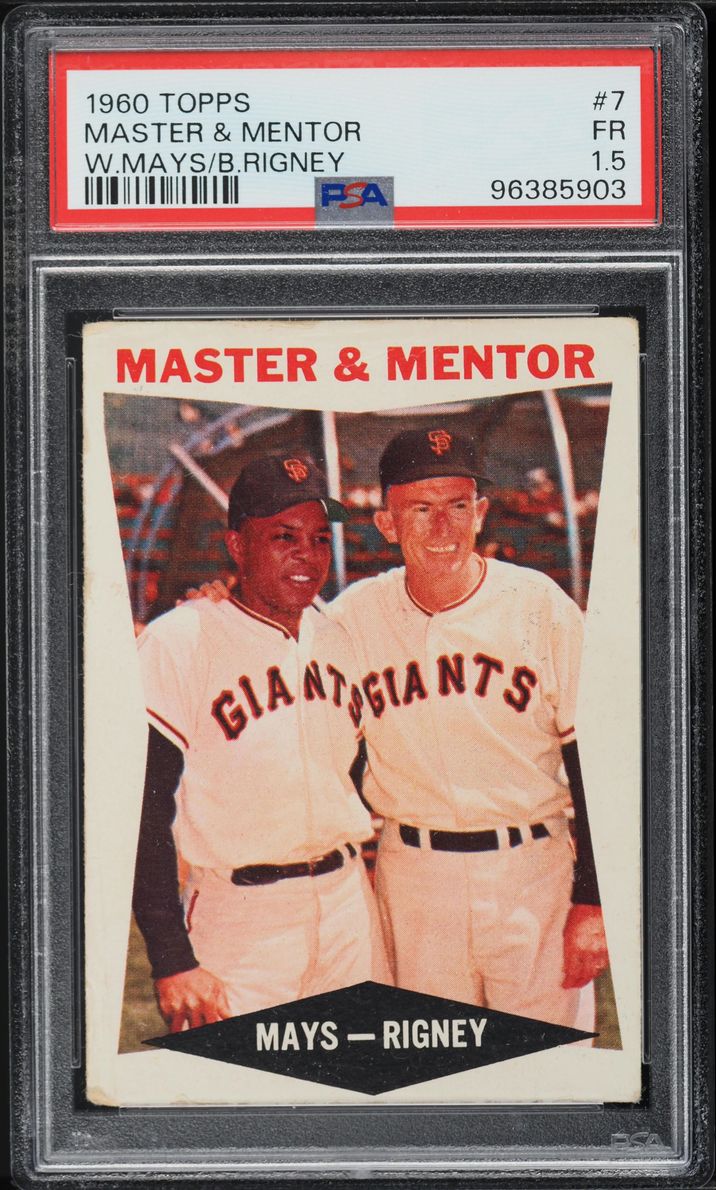 1960 Topps Willie Mays & Bill Rigney MASTER & MENTOR #7 PSA 1.5 FR