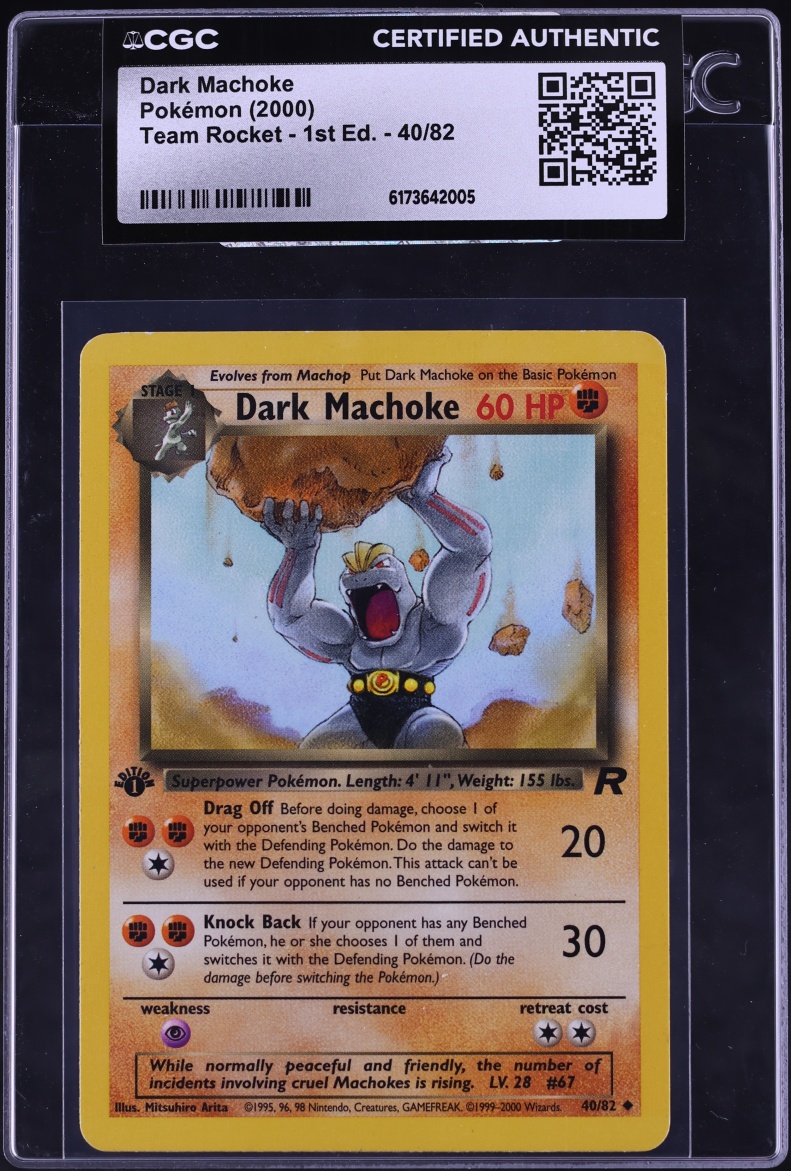 2000 Pokemon Team Rocket 1st Edition Dark Machoke #40 CGC AUTH