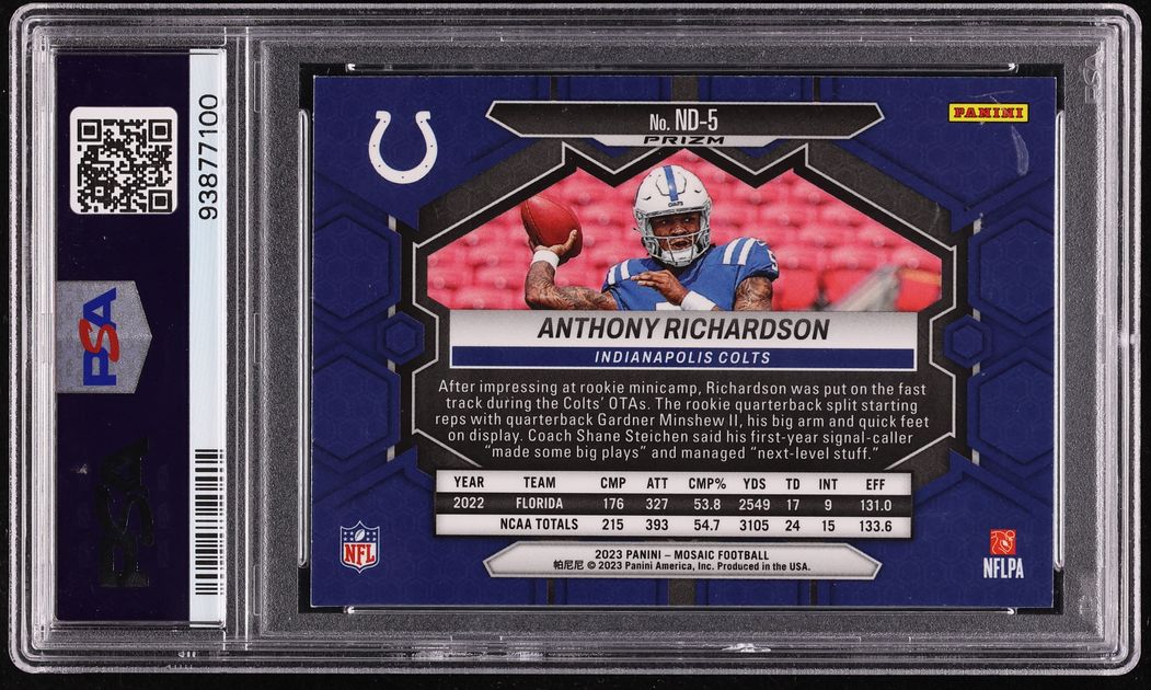2023 Panini Mosaic NFL Debut Green Anthony Richardson ROOKIE #ND-5 PSA 10 GEM