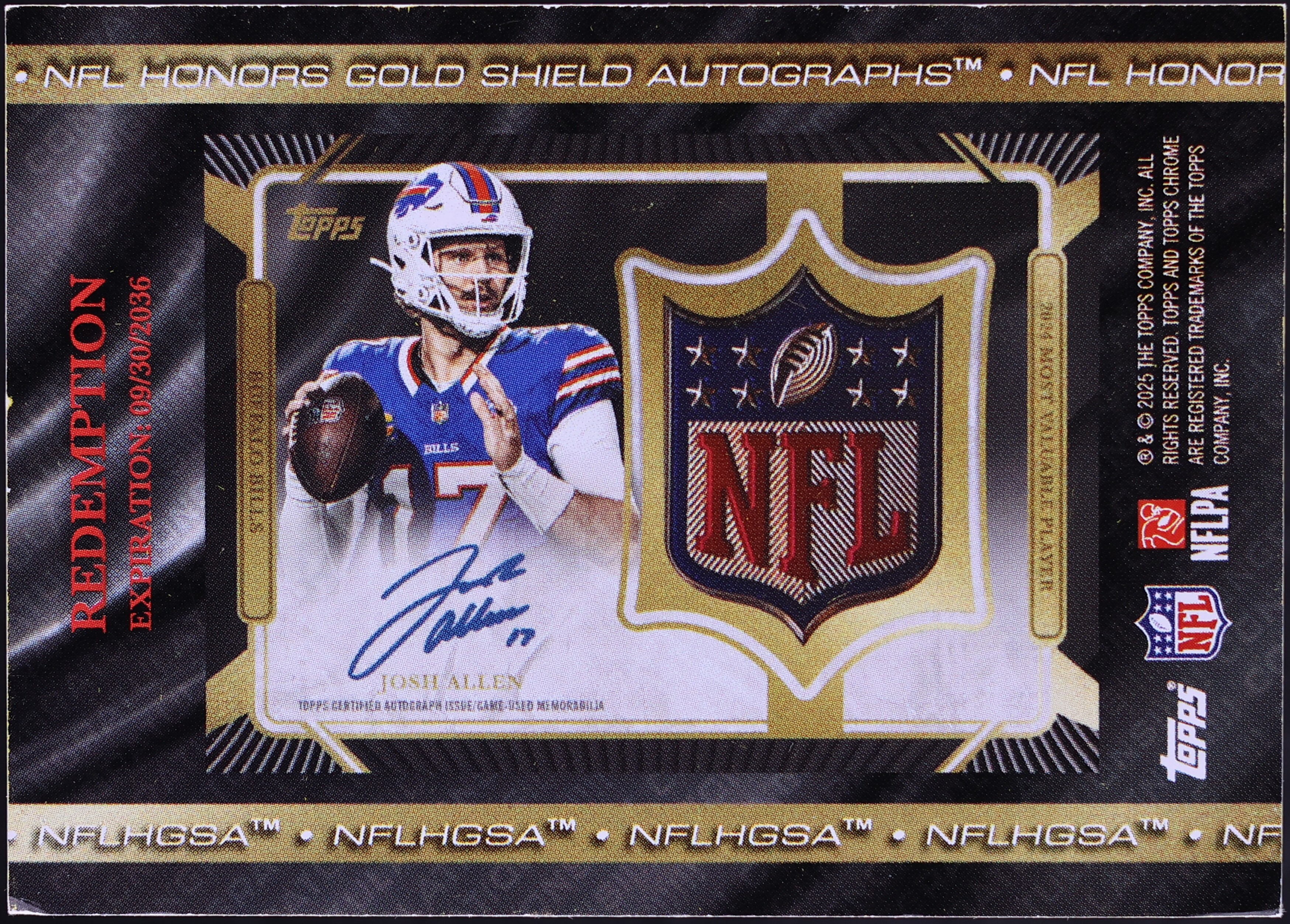 2025 Topps Chrome Honors MVP Award Gold NFL Shield Josh Allen
