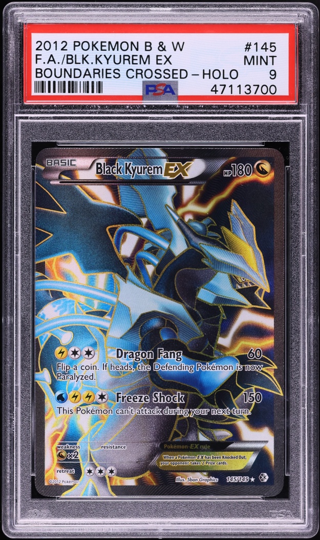 2012 Pokemon Black & White Boundaries Crossed Black Full Art Kyurem EX #145 PSA 9 MINT