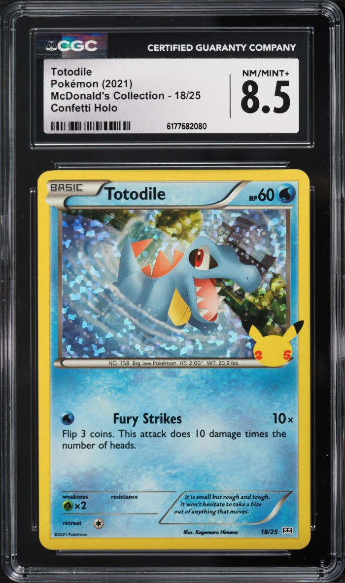 2021 Pokemon Sword & Shield McDonald's Collection Confetti Holo Totodile #18 CGC 8.5 NM-MT+