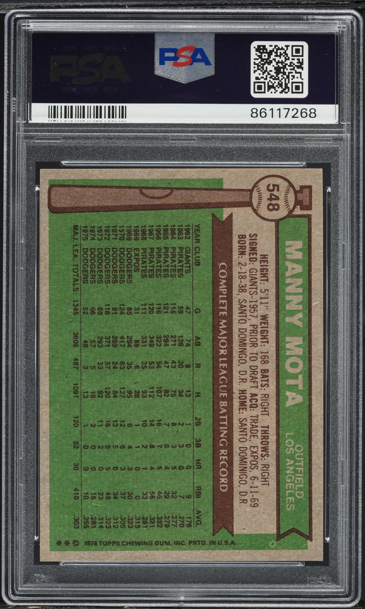 1976 Topps Manny Mota #548 PSA 10 GEM MINT