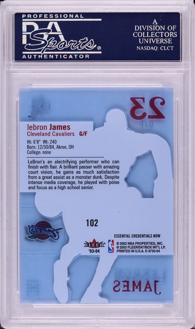 2003 Fleer E-X Essential Credentials Now LeBron James ROOKIE /102 #102 PSA 10