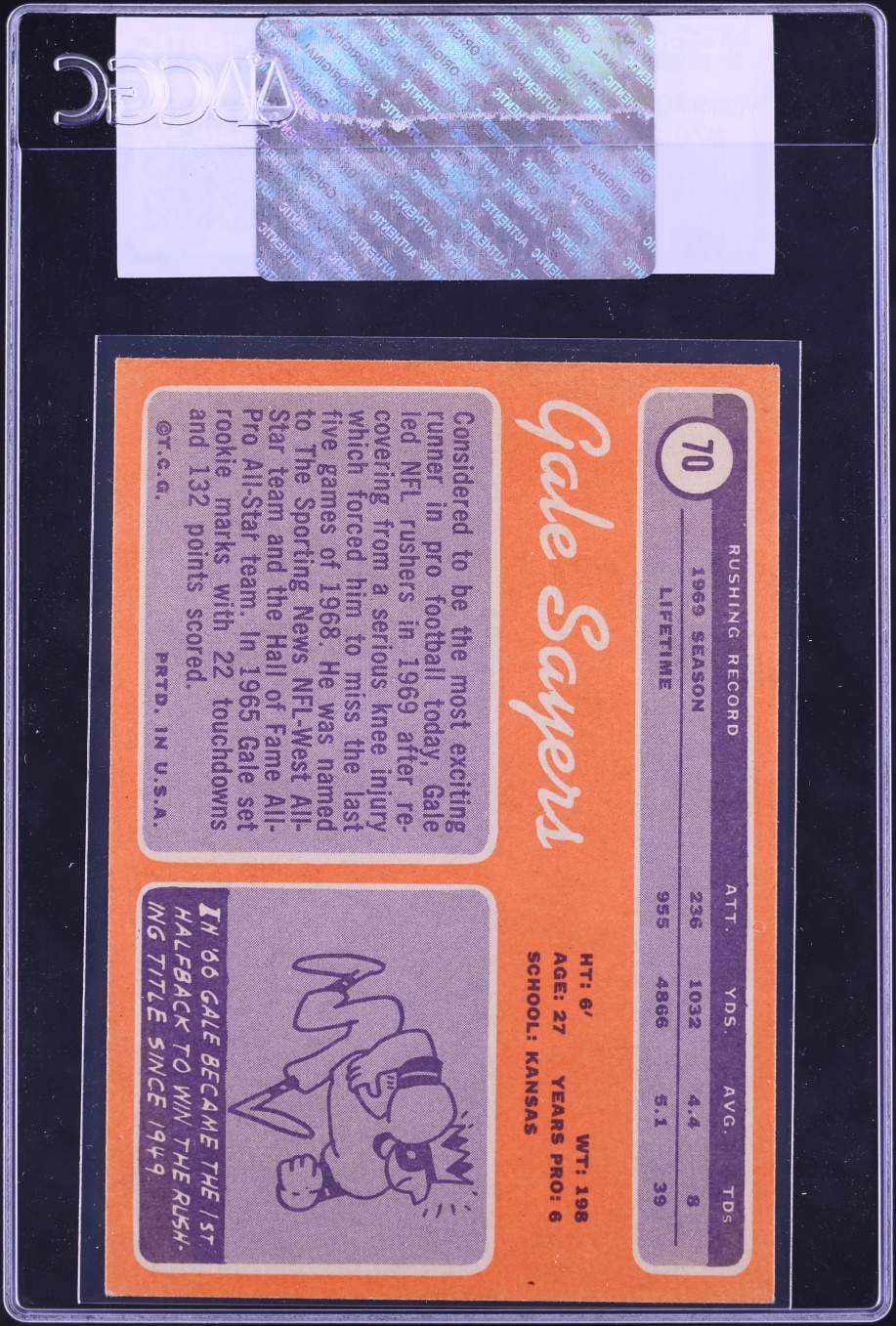 1970 Topps Football Gale Sayers #70 CGC AUTH