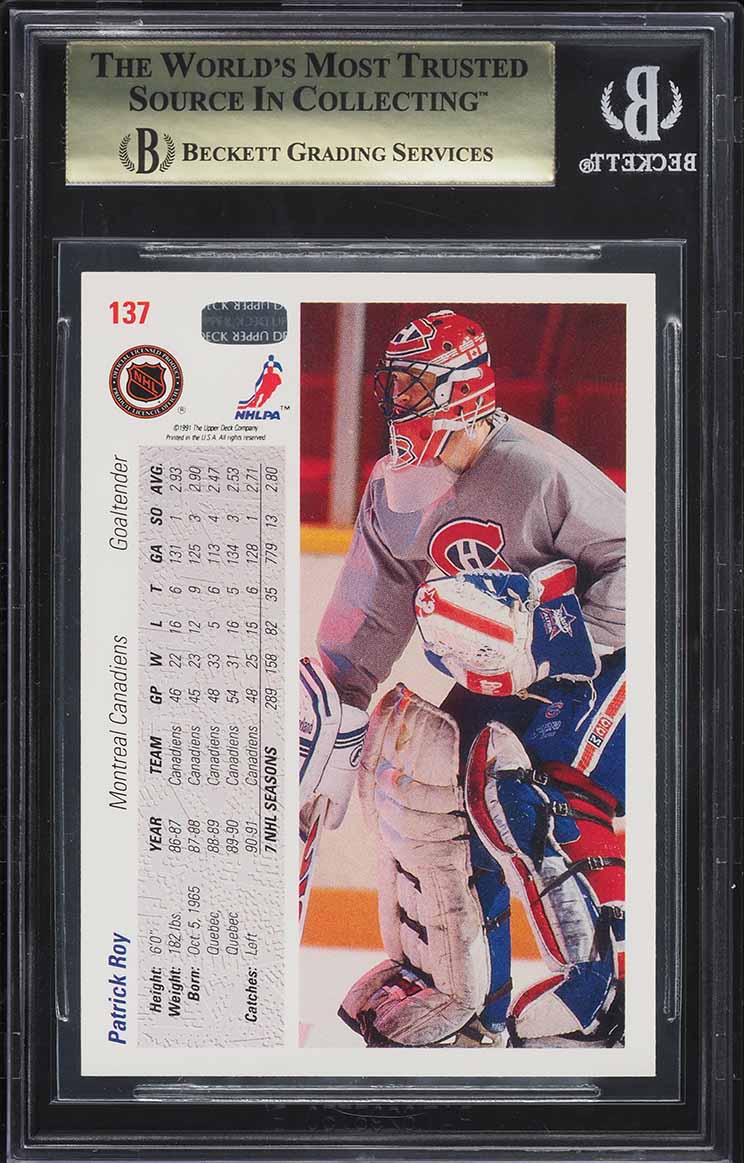 1991 Upper Deck Hockey Patrick Roy #137 BGS 9.5 GEM MINT