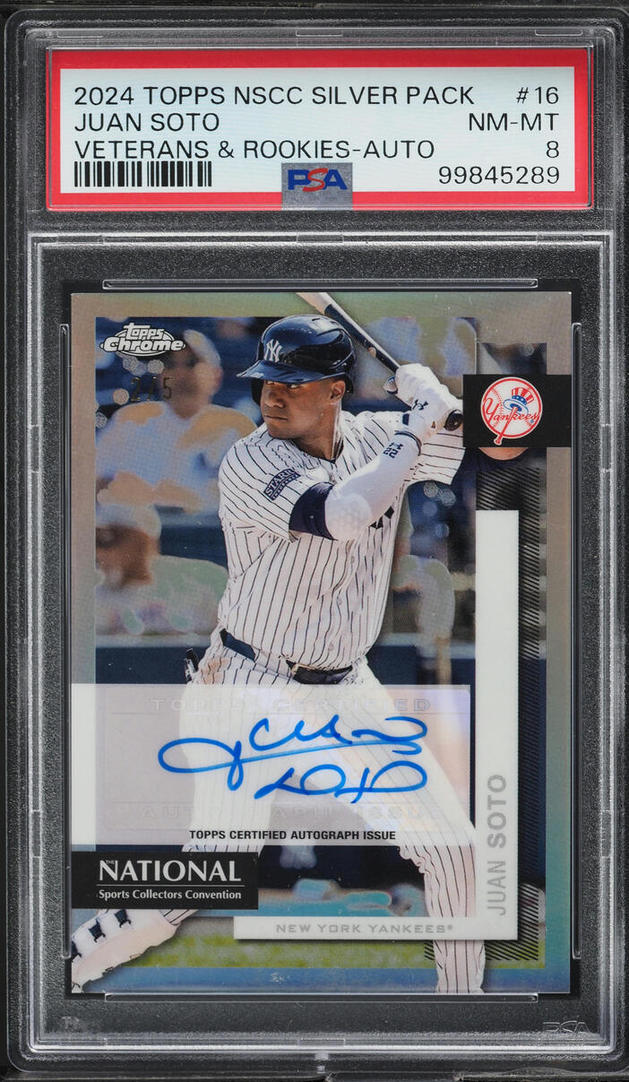 2024 Topps National Silver Pack Veterans and Rookies Juan Soto AUTO /5 PSA 8
