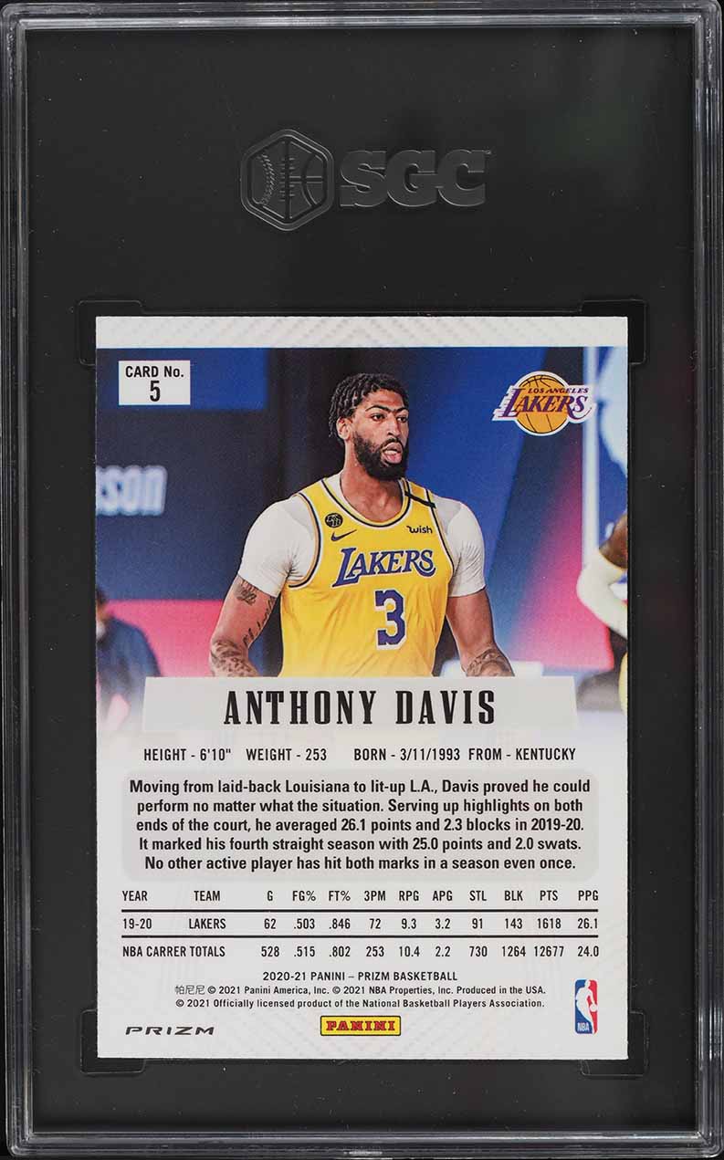 2020 Panini Prizm Flashback Silver Anthony Davis #5 SGC 10 GEM MINT