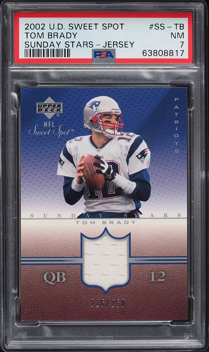 2002 Upper Deck Sweet Spot Sunday Stars Tom Brady PATCH /250 #SS-TB PSA 7 NRMT