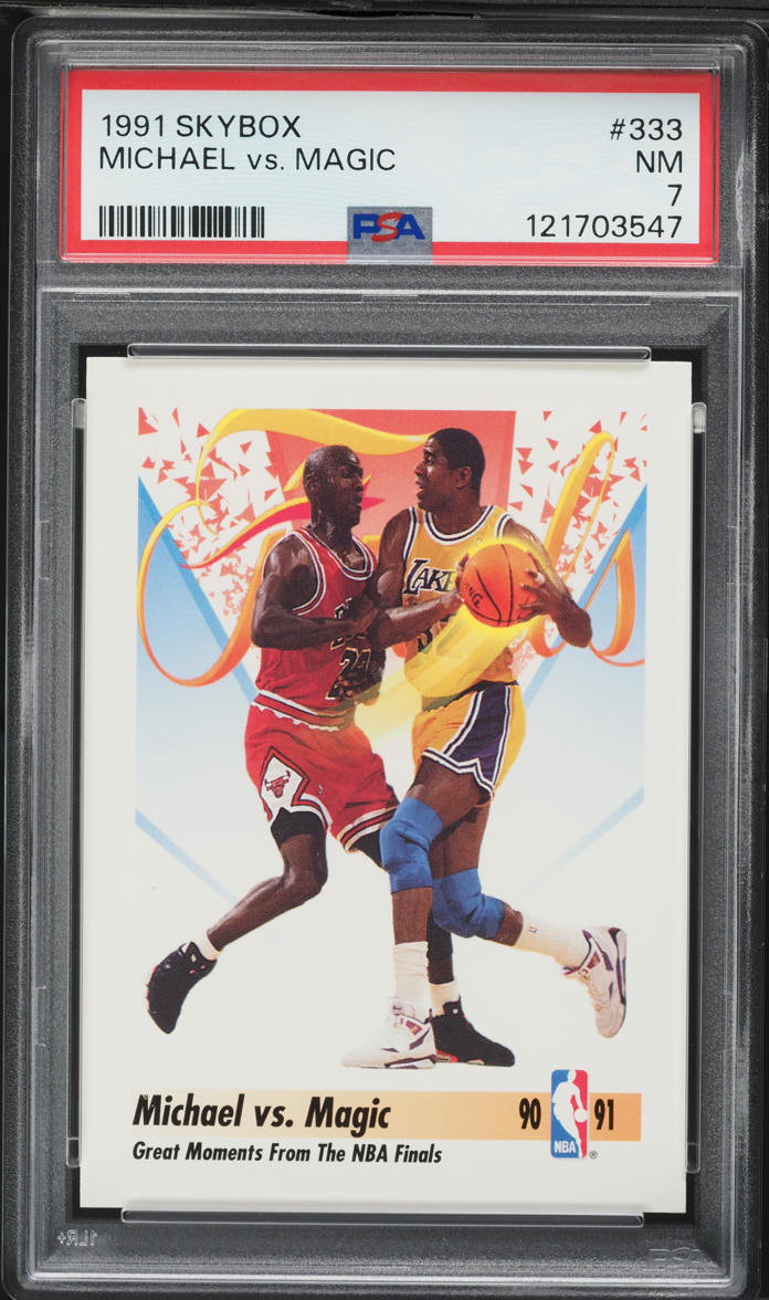 1991 Skybox Basketball Michael Jordan VS Magic Johnson #333 PSA 7 NRMT