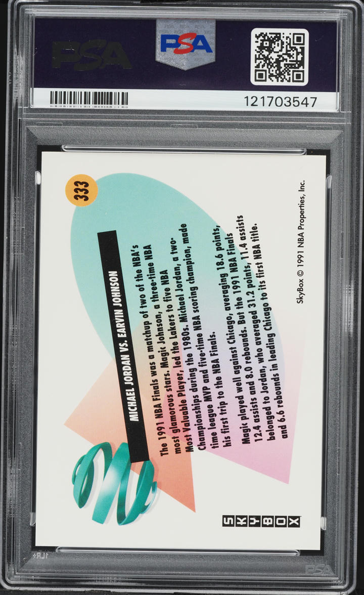 1991 Skybox Basketball Michael Jordan VS Magic Johnson #333 PSA 7 NRMT