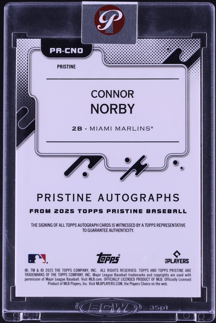2025 Topps Pristine Blue Pristine Refractor Connor Norby ROOKIE AUTO /75 #PA-CNO