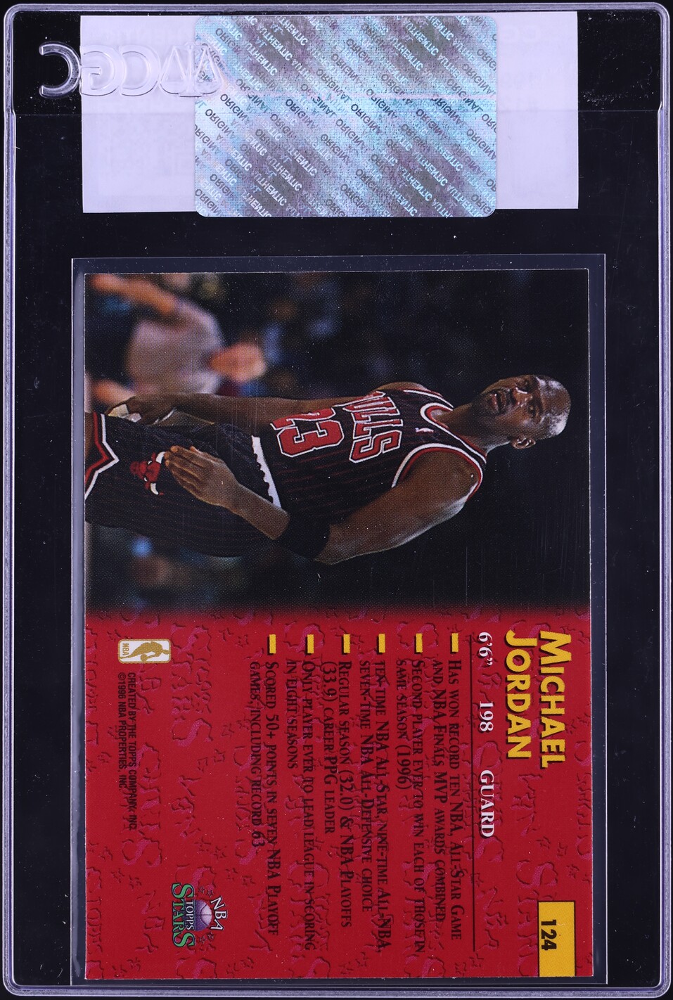 1996 Topps NBA Stars Michael Jordan #124 CGC AUTH