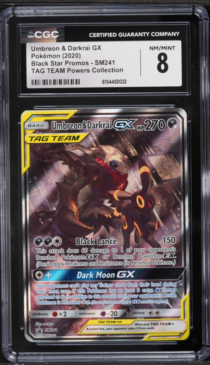 2020 Pokemon Sun & Moon Promo Tag Team Powers Alt Art Umbreon & Darkrai GX #SM241 CGC 8 NM-MT