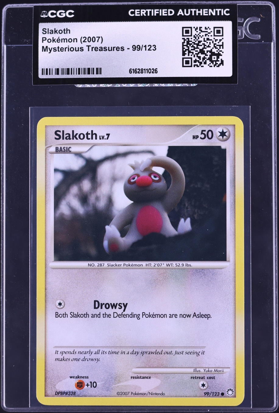 2007 Pokemon Diamond & Pearl Mysterious Treasures Slakoth #99 CGC AUTH