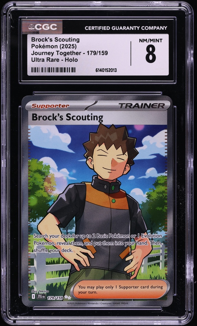 2025 Pokemon Scarlet & Violet Journey Together Full Art Brock's Scouting #179 CGC 8 NM-MT