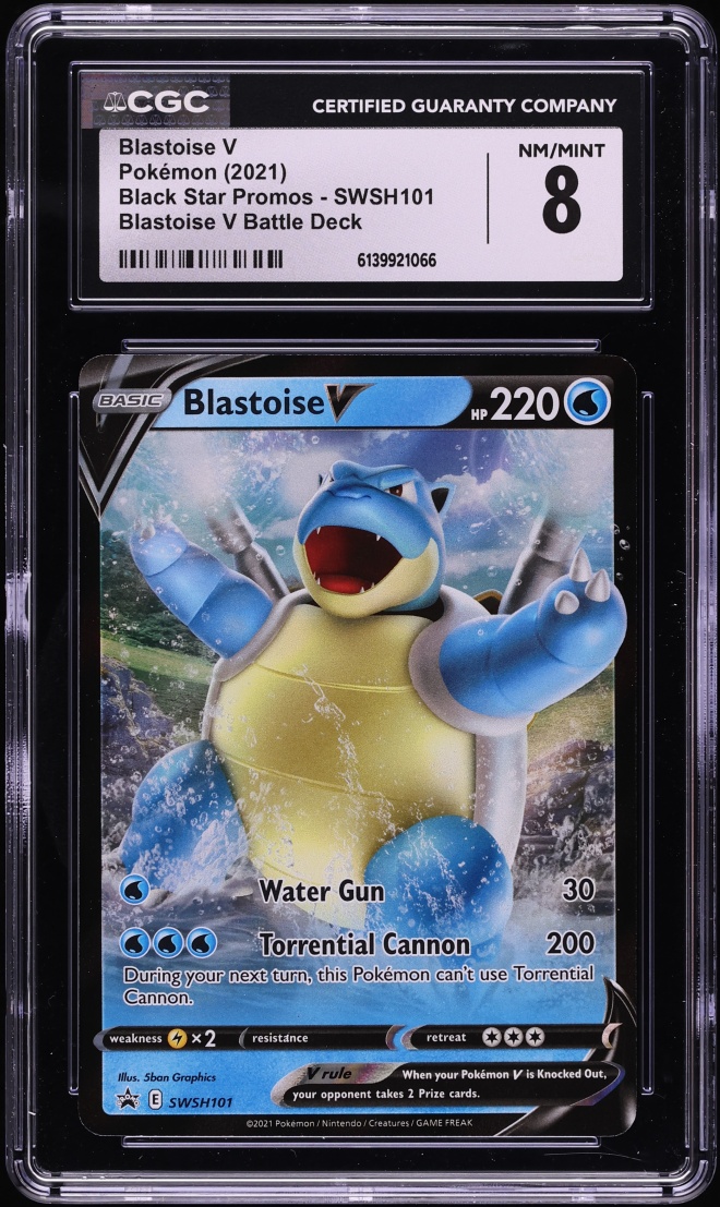 2021 Pokemon Sword & Shield Black Star Promo Blastoise V #SWSH101 CGC 8 NM-MT