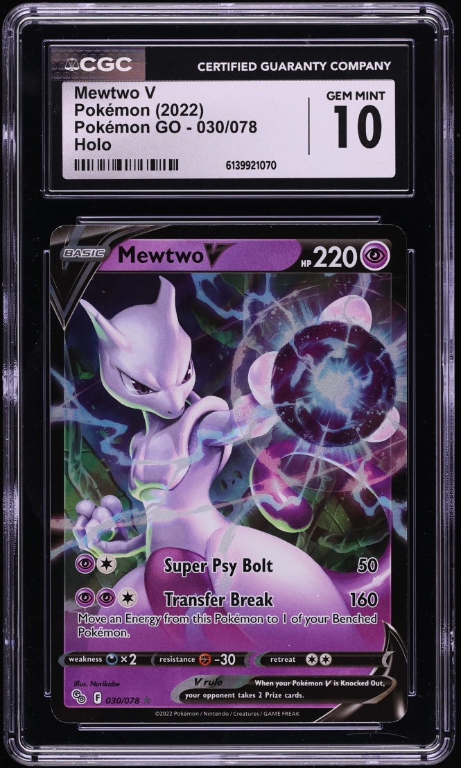 2022 Pokemon Sword & Shield GO Holo Mewtwo V #30 CGC 10 GEM MINT