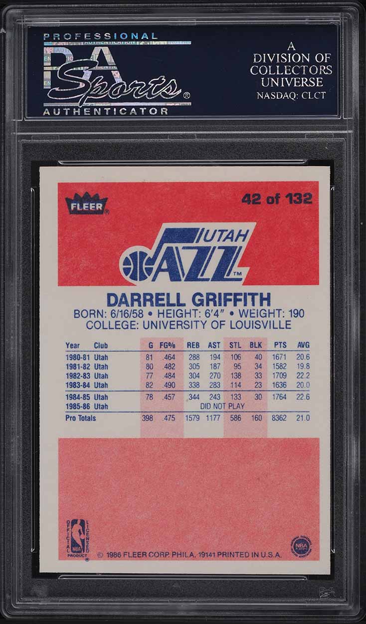 1986 Fleer Basketball Darrell Griffith #42 PSA 9 MINT