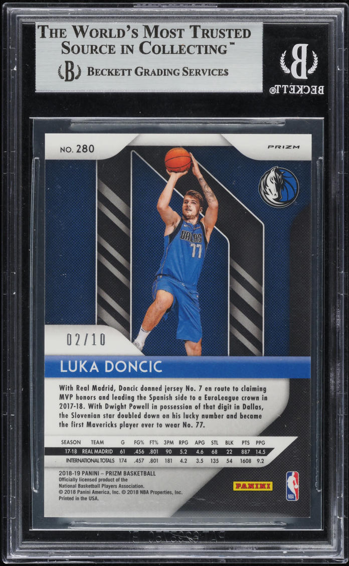 2018 Panini Prizm Gold Luka Doncic ROOKIE /10 #280 BGS 9 MINT