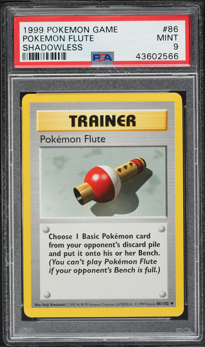 1999 Pokemon Base Set Shadowless Pokemon Flute #86 PSA 9 MINT