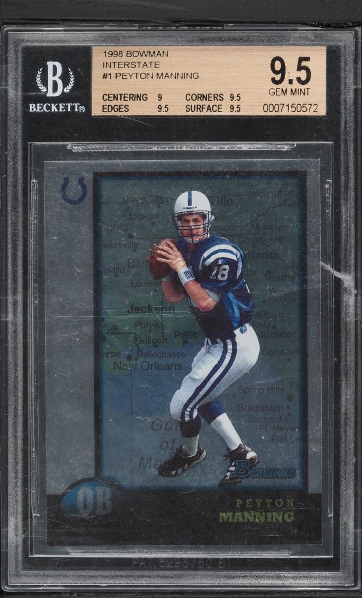 1998 Bowman Interstate Peyton Manning ROOKIE #1 BGS 9.5 GEM MINT