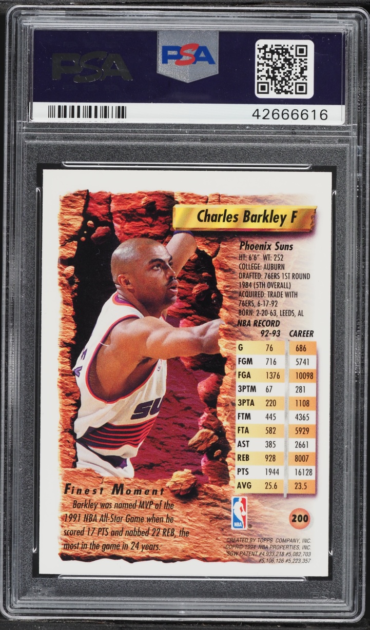 1993 Finest Refractor Charles Barkley #200 PSA 9 MINT