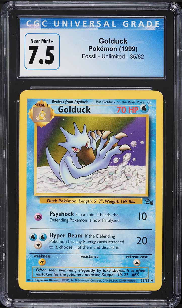 1999 Pokemon Fossil Golduck #35 CGC 7.5 NRMT+
