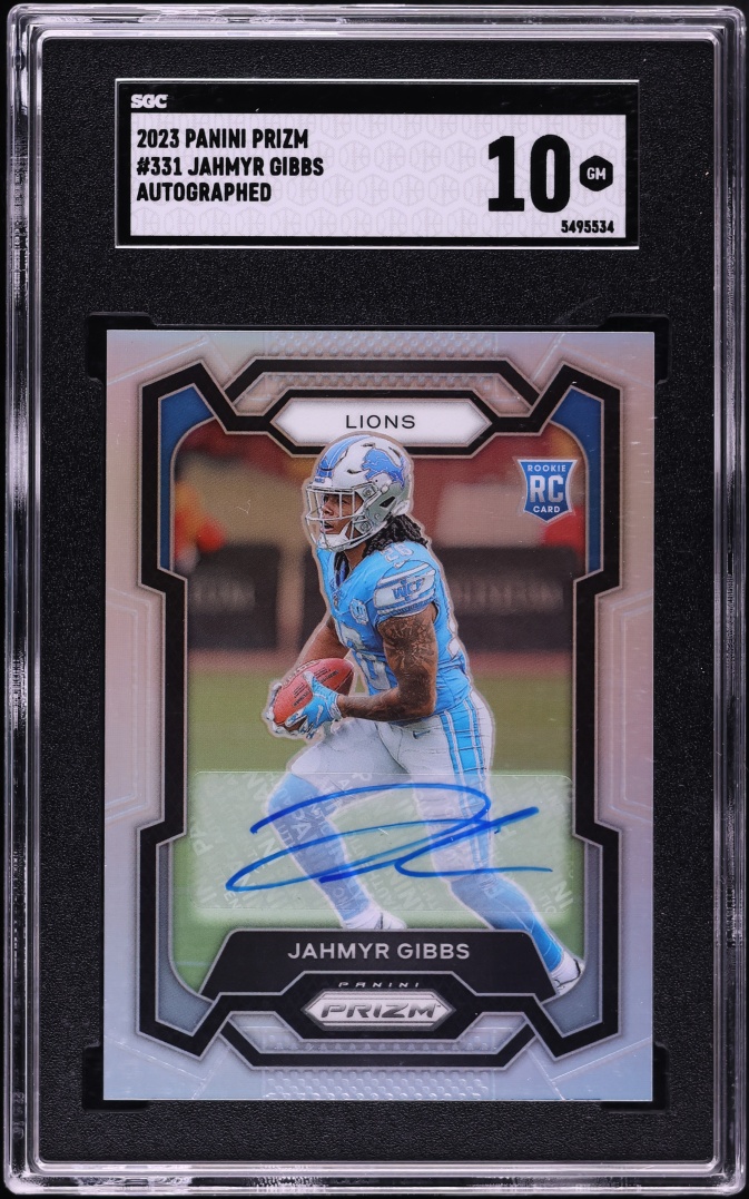 2023 Panini Prizm Silver Jahmyr Gibbs ROOKIE AUTO #331 SGC 10 GEM MINT