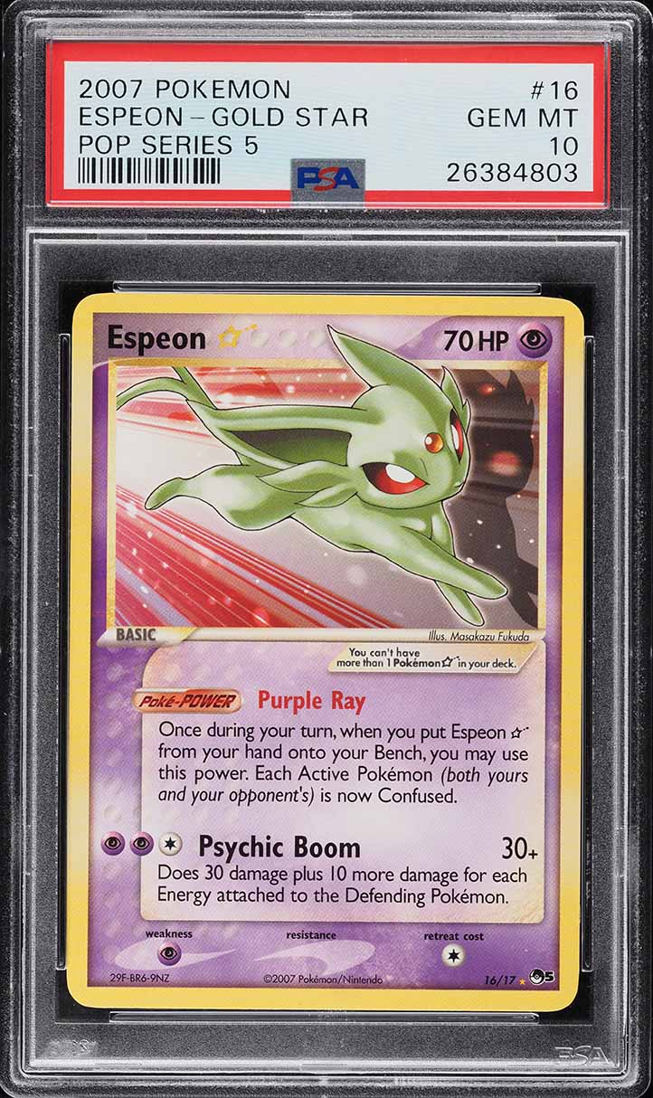 2007 Pokemon Pop Series 5 Espeon Gold Star #16 PSA 10 GEM MINT