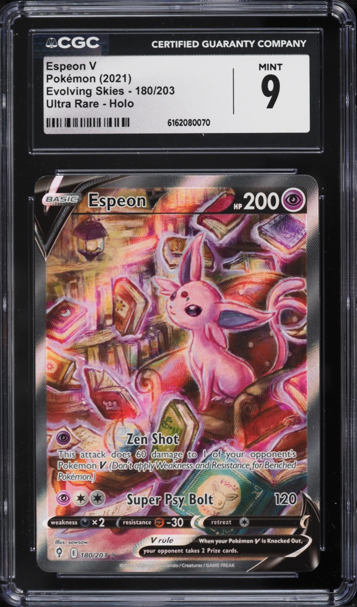 2021 Pokemon Sword & Shield Evolving Skies Full Art Espeon V #180 CGC 9 MINT