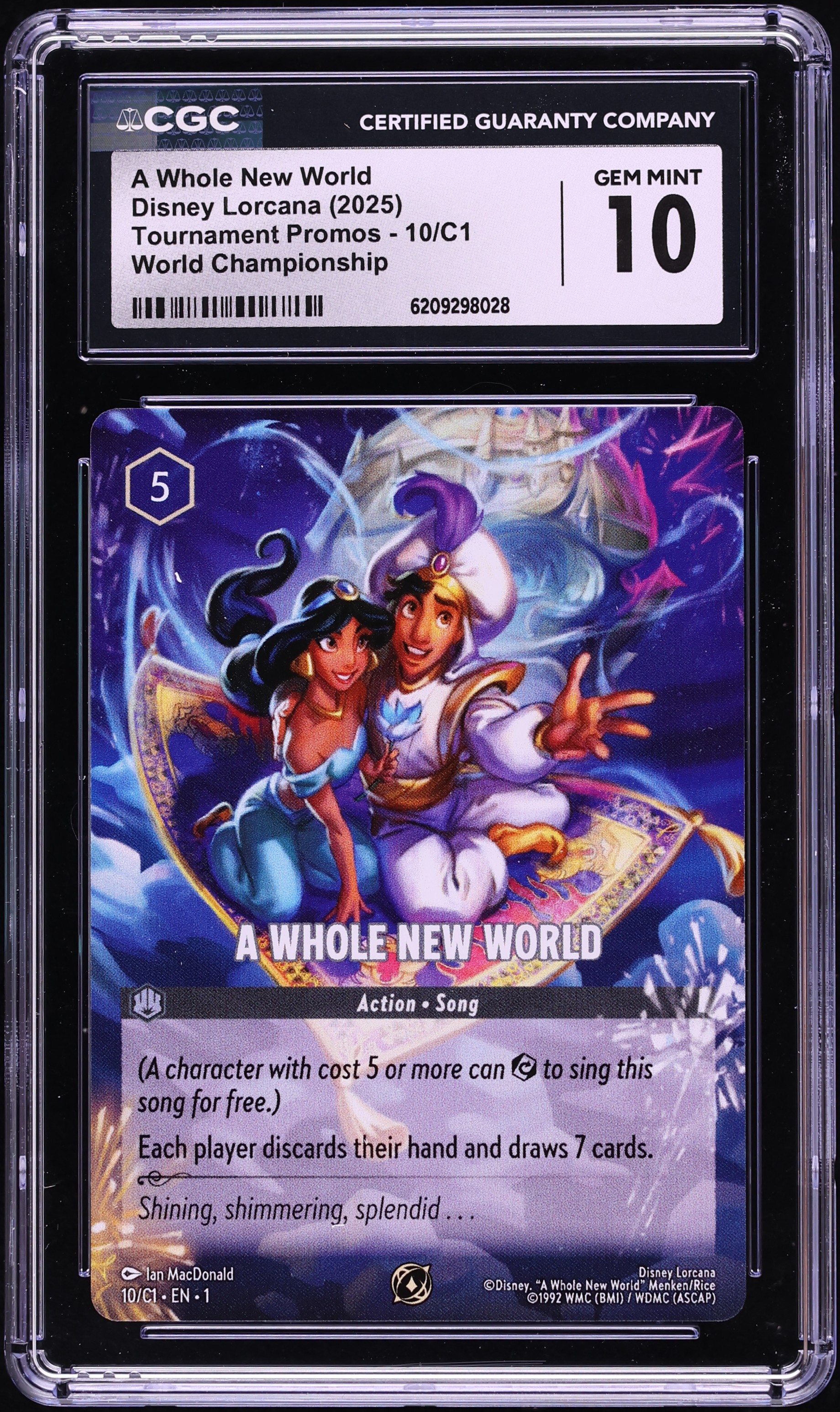 2025 Disney Lorcana Tournament Promo World Championship A Whole New World #10 CGC 10 GEM MINT