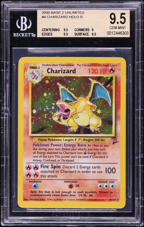 2000 Pokemon Base Set 2 Holo Charizard #4 BGS 9.5 GEM MINT