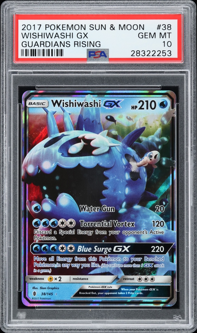 2017 Pokemon Sun & Moon Guardians Rising Full Art Wishiwashi GX #38 PSA 10 GEM MINT