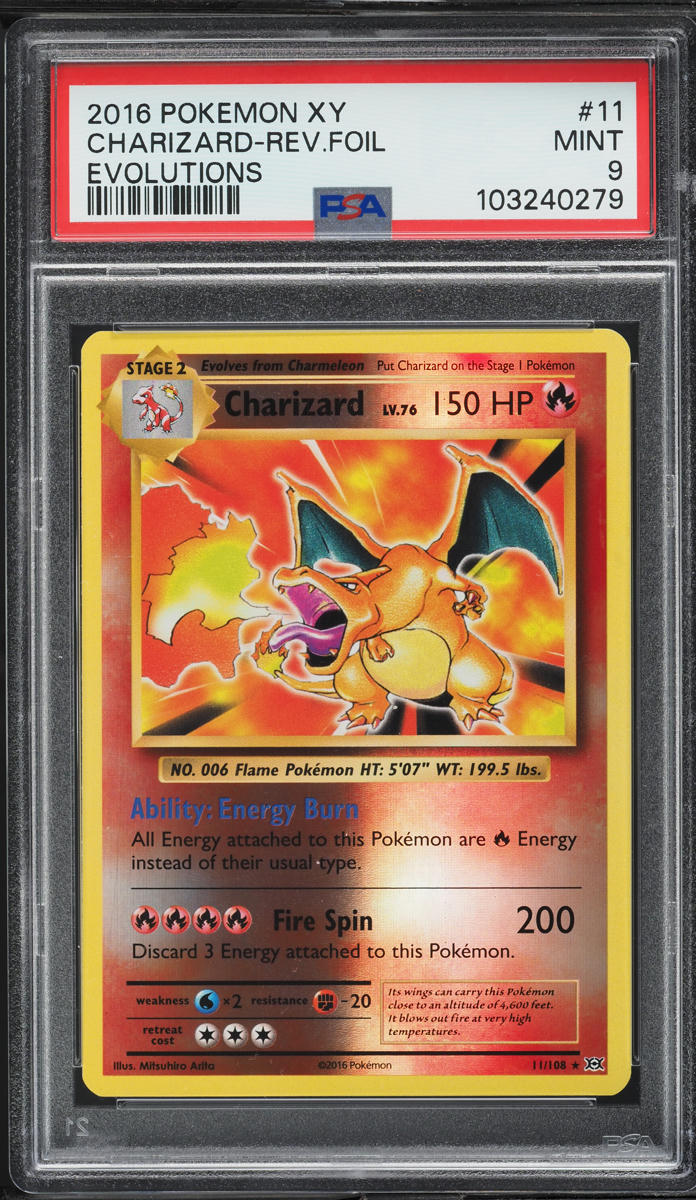 2016 Pokemon XY Evolutions Reverse Holo Charizard #11 PSA 9 MINT