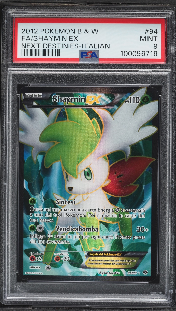 2012 Pokemon Italian Black & White Next Destinies Full Art Shaymin EX #94 PSA 9 MINT