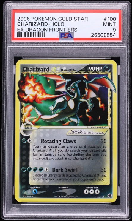 2006 Pokemon EX Dragon Frontiers Holo Charizard Gold Star #100 PSA 9 MINT