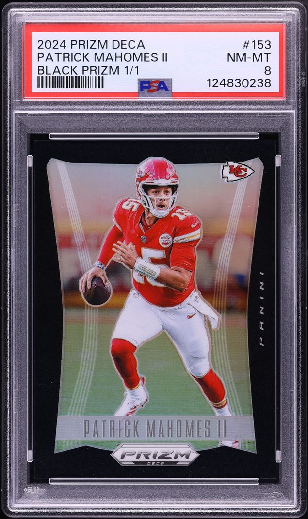 2024 Panini Prizm Deca Black Patrick Mahomes 1/1 #153 PSA 8 NM-MT