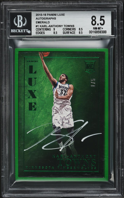 2015 National Treasures Karl-Anthony Towns ROOKIE PATCH AUTO 5/5