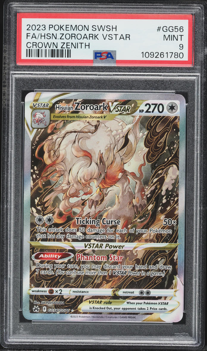 2023 Pokemon Sword & Shield Crown Zenith Full Art Hisuian Zoroark VSTAR #GG56 PSA 9 MINT