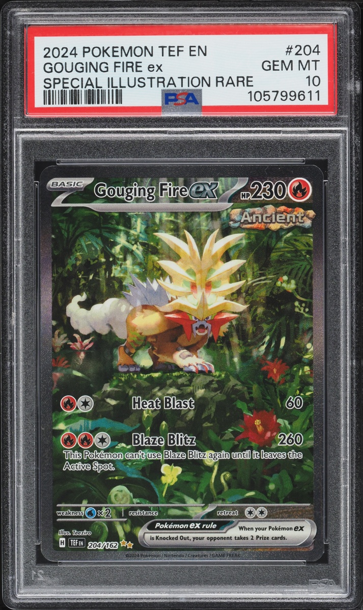 2024 Pokemon Scarlet & Violet Temporal Forces SIR Gouging Fire ex #204 PSA 10 GEM MINT
