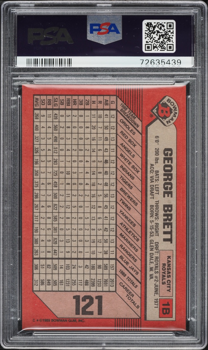 1989 Bowman George Brett #121 PSA 9 MINT