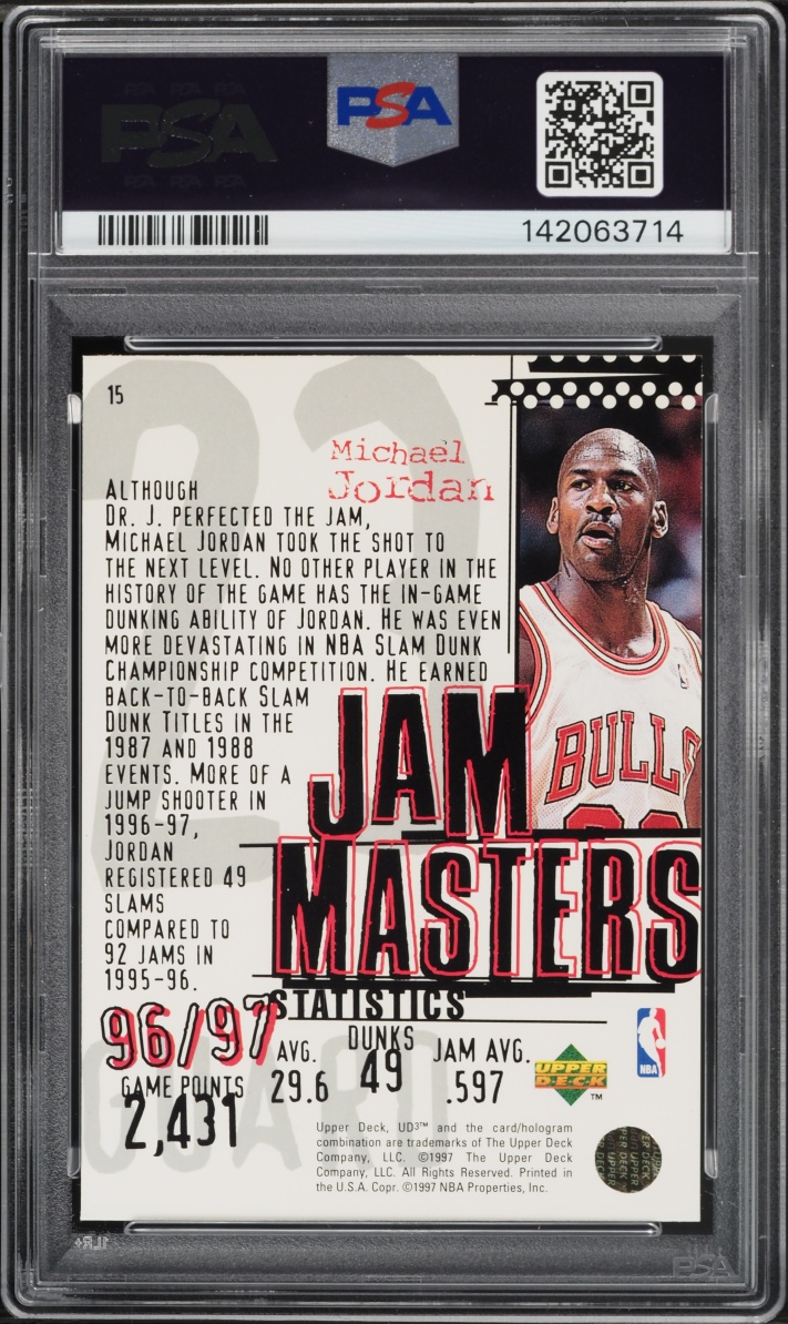 1997 UD3 Basketball Michael Jordan #15 PSA 9 MINT